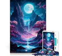 Rompecabezas Neon Full Moon Valley de 1000 Piezas para Adultos Juguete de lógica Resistente, antiestrés, con Bordes Transparentes Regalo Original (50x75cm)