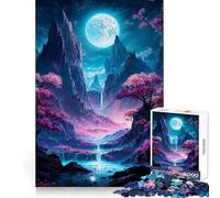 Rompecabezas Neon Full Moon Valley de 1000 Piezas para Adultos Juguete de lógica Resistente, antiestrés, con Bordes Transparentes Regalo Original (50x75cm)