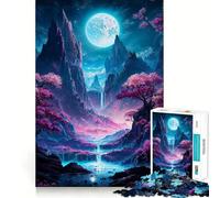 Rompecabezas Neon Full Moon Valley de 1000 Piezas para Adultos: Juguete para ejercitar la Mente, Ideal para Momentos de Paz, diseño Creativo y Regalo (38x52cm)