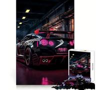 Rompecabezas Neon Garage Nissan GTR R para Adolescentes, 1000 Piezas, Juguete para ejercitar la Mente, Imagen Relajante y acogedora, Sorpresa cálida (50x75cm)