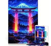 Rompecabezas Neon Gate Mountain Landscape de 1000 Piezas para Adultos, Juguete para ejercitar la Mente, Tiempo de Paz, diseño, Montaje, Regalo Creativo (38x26cm)