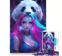Rompecabezas Neon Girl con Panda para Adolescentes, 1000 Piezas, Juguete de lógica, diversión Casual, Corte de precisión, Regalo conmovedor (50x75cm)