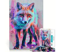 Rompecabezas Neon Glitch Fox para Adolescentes, 1000 Piezas, Juego Inteligente, Relajante, para armar, Regalo Encantador (38x26cm)