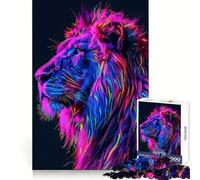 Rompecabezas Neon Glitch Lion de 1000 Piezas para Adultos Fortalece la Memoria, relájate y Disfruta del Tiempo Libre Regalo de cumpleaños (38x26cm)