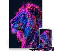 Rompecabezas Neon Glitch Lion de 1000 Piezas para Adultos Juguete para ejercitar la Mente, Ideal para Crear un vínculo afectivo Regalo Elegante (38x52cm)