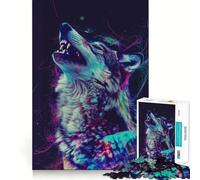Rompecabezas Neon Glitch Wolf de 1000 Piezas para Adultos, Juguete para ejercitar la Mente, Tiempo de Paz, diseño, Montaje, Regalo Creativo (38x26cm)