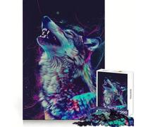Rompecabezas Neon Glitch Wolf de 1000 Piezas para Adultos, Juguete para ejercitar la Mente, Tiempo de Paz, diseño, Montaje, Regalo Creativo (38x26cm)