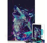 Rompecabezas Neon Glitch Wolf para Adolescentes, 1000 Piezas, Juego Inteligente, Relajante, patrón de Montaje, Regalo Encantador (38x52cm)