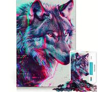 Rompecabezas Neon Glitch Wolf para Adolescentes, 1000 Piezas, Juguete para ejercitar la Mente, Imagen Relajante y acogedora, Sorpresa cálida (50x75cm)