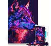 Rompecabezas Neon Glitch Wolf para Adultos, 1000 Piezas, Juguete para desafiar la Mente, Tiempo de relajación, Corte de Calidad, Regalo preciado (38x52cm)