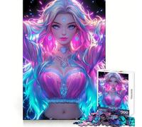 Rompecabezas Neon Glowing Diva de 1000 Piezas para Adultos, Juguete Logic Boost Family Bond Premium Edge Warm Surprise (38x26cm)