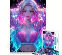 Rompecabezas Neon Glowing Diva de 1000 Piezas para Adultos, Juguete Logic Boost Family Bond Premium Edge Warm Surprise (38x26cm)