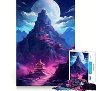 Rompecabezas Neon Japan Mountain de 1000 Piezas para Adultos Juguete de lógica Fina, silencioso y Divertido Bordes limpios Regalo Memorable (38x52cm)