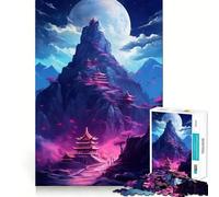 Rompecabezas Neon Japan Mountain para Adolescentes, 1000 Piezas, Juguete para ejercitar la Mente, antiestrés, Corte Premium, Regalo increíble (38x26cm)