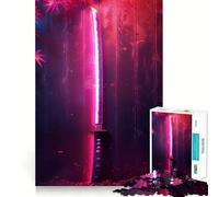 Rompecabezas Neon Katana de 1000 Piezas para Adolescentes Juguete Inteligente y Divertido Arte Coleccionable de Corte nítido (38x26cm)