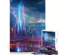 Rompecabezas Neon Lightning Storm de 1000 Piezas para Adultos, actualización Jigsaw Recall, Quiet Calm Clear Cut, Regalo Premium (38x26cm)