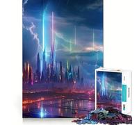 Rompecabezas Neon Lightning Storm de 1000 Piezas para Adultos, actualización Jigsaw Recall, Quiet Calm Clear Cut, Regalo Premium (38x26cm)