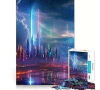 Rompecabezas Neon Lightning Storm para Adolescentes, 1000 Piezas, Juguete de lógica de Tren, cómodo y Relajante, Corte Suave, Regalo para Festivales (50x75cm)
