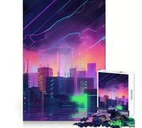 Rompecabezas Neon Lightning Strikes para Adultos, 1000 Piezas, Juguete Intelectual, Alivio del estrés, Corte preciso, (38x26cm)