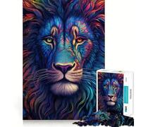 Rompecabezas Neon Lion Closeup para Adolescentes, 1000 Piezas, Juguete de lógica Mental, Alivio de la ansiedad, Corte Firme, Regalo de cumpleaños (38x52cm)