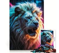 Rompecabezas Neon Lion de 1000 Piezas para Adolescentes, Juguete para desarrollar la lógica, pasatiempo Tranquilo, Bordes Suaves, (38x26cm)