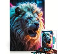 Rompecabezas Neon Lion de 1000 Piezas para Adolescentes: Juguete para ejercitar la Mente, fácil de armar, Ideal para el Tiempo Libre, Regalo Elegante (38x52cm)