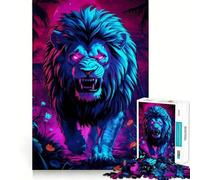 Rompecabezas Neon Lion Teenagers de 1000 Piezas, Juguete Inteligente para Jugar en Interiores, con Bordes Lisos, de la colección Art (38x52cm)