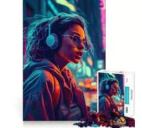 Rompecabezas Neon Lofi Cyberpunk de 1000 Piezas para Adolescentes, Juguete para ejercitar la Mente, fácil de armar, Regalo Elegante (50x75cm)