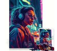 Rompecabezas Neon Lofi Cyberpunk de 1000 Piezas para Adolescentes, Juguete para ejercitar la Mente, fácil de armar, Regalo Elegante (50x75cm)
