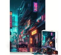 Rompecabezas Neon Lofi Cyberpunk de 1000 Piezas para Adolescentes Rompecabezas Mental, Entretenimiento, Arte, ensamblaje, Coleccionable (50x75cm)