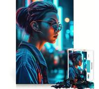 Rompecabezas Neon Lofi Cyberpunk de 1000 Piezas para Adultos Jigsaw Recall Upgrade Quiet Calm Clear Cut Premium Gift (38x26cm)