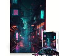 Rompecabezas Neon Lofi Cyberpunk de 1000 Piezas para Adultos, Juguete para ejercitar la Mente, Arte Relajante, Regalo para Festivales (38x52cm)