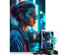 Rompecabezas Neon Lofi Cyberpunk de 1000 Piezas para Adultos Juguete para ejercitar la Mente Obra de Arte Relajante y Divertida (50x75cm)