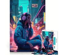 Rompecabezas Neon Lofi Cyberpunk para Adolescentes, 1000 Piezas, Juguete de Tren lógico, cómodo y Relajante, Corte Suave, Regalo para Festivales (50x75cm)