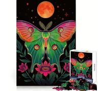 Rompecabezas Neon Luna Moth and Moon de 1000 Piezas para Adultos y Adolescentes Desarrolla la Capacidad Cerebral Diseño Elegante y fácil de Usar Regalo Ideal (50x75cm)