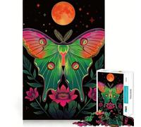 Rompecabezas Neon Luna Moth and Moon de 1000 Piezas para Adultos y Adolescentes Desarrolla la Capacidad Cerebral Diseño Elegante y fácil de Usar Regalo Ideal (50x75cm)