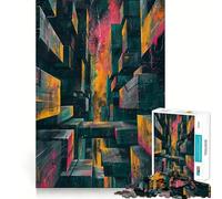 Rompecabezas Neon Metropolis de 1000 Piezas para Adultos: Juguete para ejercitar la Mente, Divertido y Relajante, Pieza de Arte para armar (38x26cm)