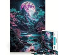Rompecabezas Neon Moon Japan Art de 1000 Piezas para Adultos Juguete de lógica Resistente, antiestrés, con Bordes definidos Regalo Original (38x26cm)