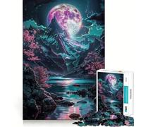 Rompecabezas Neon Moon Japan Art de 1000 Piezas para Adultos Regalos para Mejorar la Memoria Ideal para Relajarse y Crear un Ambiente Tranquilo y artístico (38x52cm)