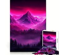 Rompecabezas Neon Mountain Sunset de 1000 Piezas para Adultos Juguete de lógica Resistente, antiestrés, con Bordes Transparentes Regalo Ideal (38x52cm)