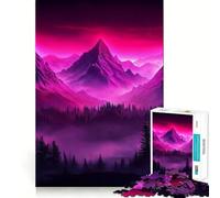Rompecabezas Neon Mountain Sunset de 1000 Piezas para Adultos Juguete de lógica Resistente, antiestrés, con Bordes Transparentes Regalo Ideal (38x52cm)