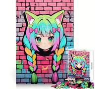 Rompecabezas Neon Nekomimi Graffiti de 1000 Piezas para Adultos Fortalece la Memoria, relájate y Disfruta del Tiempo Libre Regalo de cumpleaños (50x75cm)