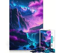 Rompecabezas Neon Night Cherry Blossom para Adolescentes, 1000 Piezas, Juguete de lógica sólida, diversión Relajante, Corte de precisión, Regalo conmovedor (38x52cm)
