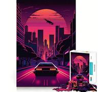 Rompecabezas Neon Night Drive de 1000 Piezas para Adultos, Juguete para ejercitar la Mente, Arte Relajante, Regalo para Festivales (50x75cm)