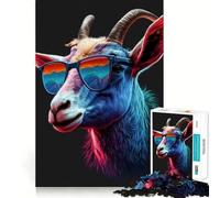 Rompecabezas Neon Nights Goat de 1000 Piezas para Adultos, Ideal para ejercitar la Memoria, Divertido para armar en casa, (38x52cm)