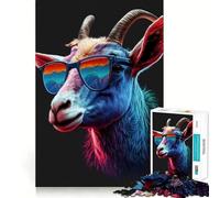 Rompecabezas Neon Nights Goat para Adultos de 1000 Piezas Juguete Inteligente para el Tiempo Libre Arte de Corte preciso Coleccionable (50x75cm)