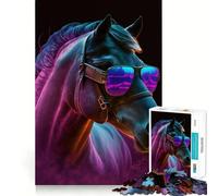 Rompecabezas Neon Nights Horse de 1000 Piezas para Adultos: Juguete para ejercitar la Mente, Ideal para Momentos de Paz, diseño y Montaje, Regalo Creativo (50x75cm)