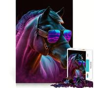 Rompecabezas Neon Nights Horse para Adolescentes, 1000 Piezas, Juguete de lógica sólida, diversión Relajante, Corte de precisión, Regalo conmovedor (38x52cm)