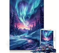 Rompecabezas Neon Northern Lights de 1000 Piezas para Adultos Jigsaw Recall Upgrade Quiet Calm Clear Cut Premium Gift (38x26cm)
