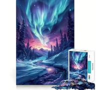 Rompecabezas Neon Northern Lights de 1000 Piezas para Adultos Jigsaw Recall Upgrade Quiet Calm Clear Cut Premium Gift (38x26cm)